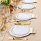 350PCS White & Gold Disposable Dinnerware Set – Plates, Cutlery, Cups & Napkins for 50 Guests